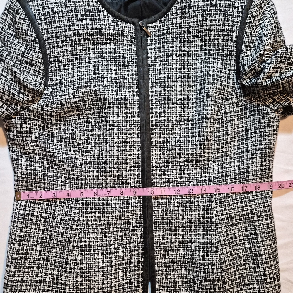 ​Kasper Black and White Tweed Zip Front Jacket Blazer Women’s Size 14 - Picture 5 of 8